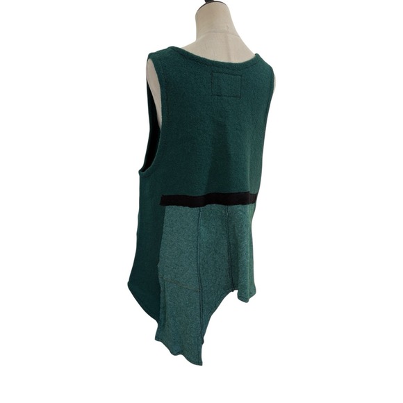 Vtg 90s Cathrine Coloney Green Sweater Vest Patchwork Asymmetrical Wearable Art - Picture 7 of 8